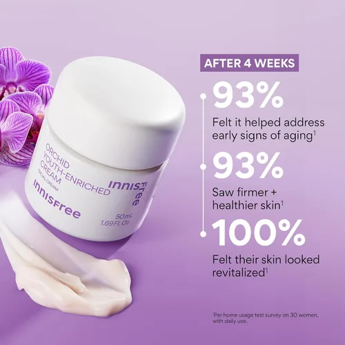 Vista 2 de innisfree Orchid Youth‑Enriched Cream Crema hidratante facial reafirmante coreana con ácido hialurónico y niacinamida para hidratar, cuidar