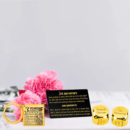 Vista 4 de Dados de tercer aniversario, dados de tercer aniversario de boda para parejas, regalo de 3 años, aniversario, cita, noche, aniversario, 3 años