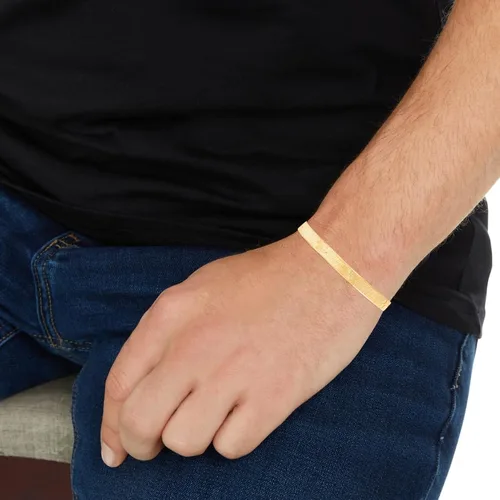 Vista 3 de Floreo 10k Yellow Gold 6mm Super Flexible Silky Herringbone Chain Bracelet
