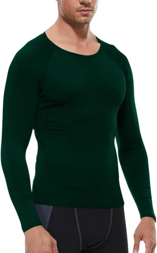 Vista 4 de Camisas de compresión de manga larga para hombre, ajuste seco, para entrenamiento, atléticas, camisetas para correr