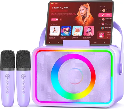 Vista 9 de Máquina de karaoke para niños y adultos, altavoz Bluetooth, 2 micrófonos Negro