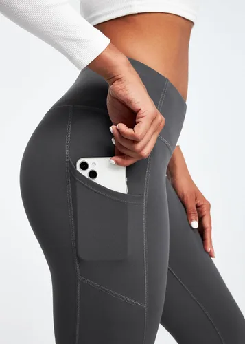 Vista 4 de Heathyoga - Leggings con forro de vellón y bolsillos para mujer, leggings térmicos, pantalones de yoga cálidos de cintura alta para mujer