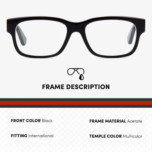 Vista 2 de Gucci GG0343O - Lentes de moda de diseñador con montura rectangular con kit eSHADES de lujo, abraza la sofisticación y la elegancia, NegroVerdeRojo