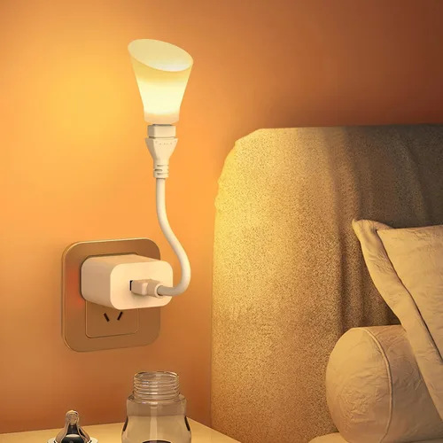 Vista 9 de Lámpara de escritorio LED USB con cuello de cisne flexible con luces blancas cálidas ajustables para dormitorio, lectura, luz nocturna, dormitorio