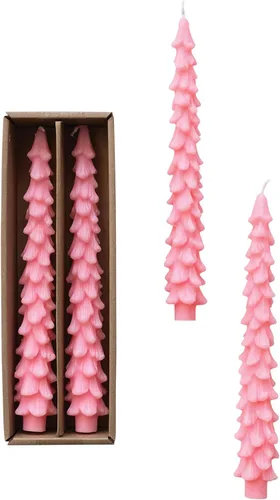 Vista 29 de Creative Co-Op Velas cónicas en forma de árbol sin perfume, ponche de huevo, juego de 2 en caja, 5 pulgadas Eggnog