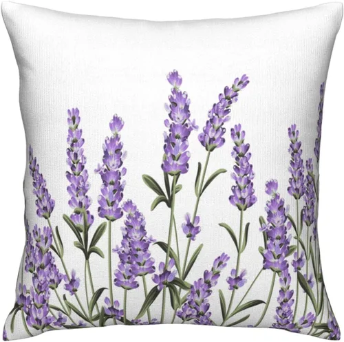 Vista 5 de Fundas de almohada de flores de lavanda moradas con ilustración vectorial floral, funda de almohada decorativa para el hogar, sofá, oficina, 18 x 18