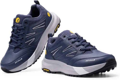 Vista 7 de FitVille Zapatos de senderismo anchos para hombre, repelentes al agua, para exteriores, zapatos de trabajo con soporte de arco, núcleo resistente