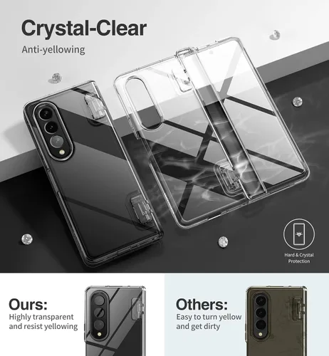 Vista 4 de SURITCH Funda transparente para Samsung Galaxy Z Fold 3, [protección de bisagra] protección de cuerpo completo a prueba de golpes resistente