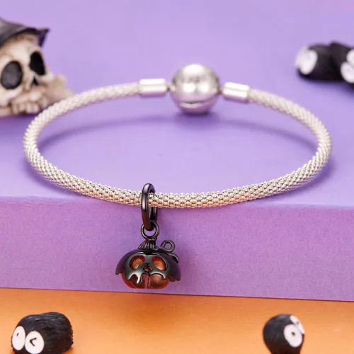 Vista 6 de Dijes de plata de ley 925 para pulseras, regalos de joyería para calabaza negra