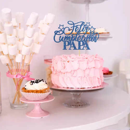 Vista 6 de Decoración de fiesta de cumpleaños con purpurina azul para papá, decoración de fiesta de cumpleaños, feliz día del padre/decoración de fiesta