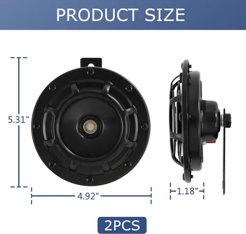 Vista 6 de Juego de claxon eléctrico para coche 12 V y 135 dB, de tono alto y bajo, kit de claxon doble metálico con soporte para automóviles, camiones, SUV