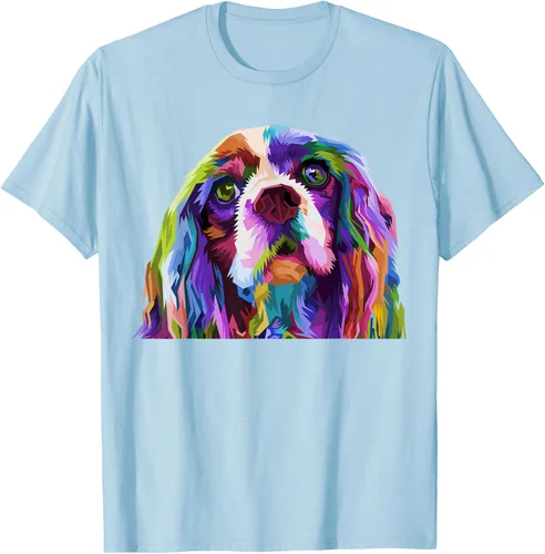 Vista 50 de Camiseta con diseño de Cocker Spaniel de arte pop para dueños de perros, Negro, S
