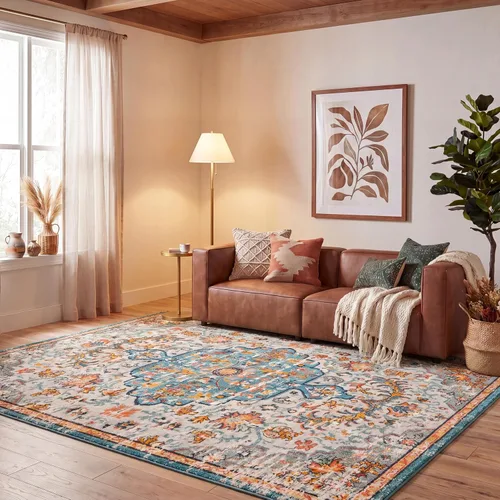Vista 38 de SAFAVIEH Colección Madison MAD447B - Tapete bohemio con medallón antiguo y elegante, no desprende pelusa, para la sala, dormitorio, comedor