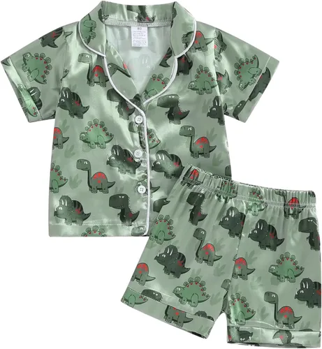 Vista 112 de Conjunto de pijama de manga larga con botones para niña pequeña, conjunto de ropa de dormir