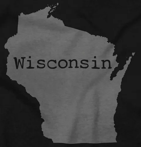 Vista 2 de Camiseta clásica Teaze Wisconsin State Map Shape WI Pride para hombre