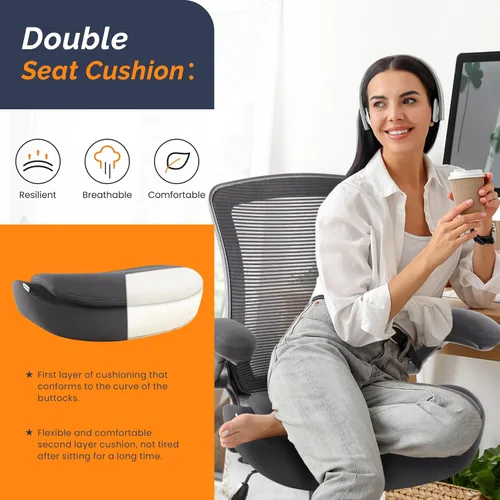 Vista 12 de Silla de redacción alta para oficina, taburetes ergonómicos de escritorio de pie para computadora, reposabrazos abatibles, altura ajustable y anillo