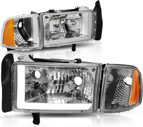 Vista 18 de Auto Dynasty Conjunto de Faros LED DRL Compatible con Dodge Ram 1500 2500 3500 de 1994-2002, 4 Piezas Faros Halógenos de Repuesto con Doble Luz