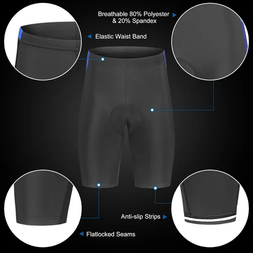 Vista 25 de Lixada Camiseta de ciclismo para hombre de manga corta con pantalones cortos acolchados de secado rápido para verano, ropa corta para bicicleta