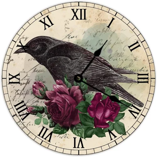 Vista 9 de Reloj de pared retro francés vintage con diseño de bruja y cráneo de bruja, reloj de pared de madera, funciona con pilas, decoración de pared