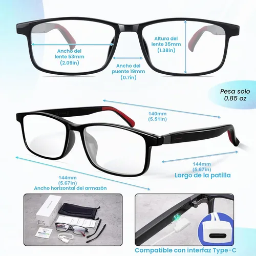 Vista 6 de Lentes Bluetooth inteligentes AI, traducción AI en tiempo real, lentes