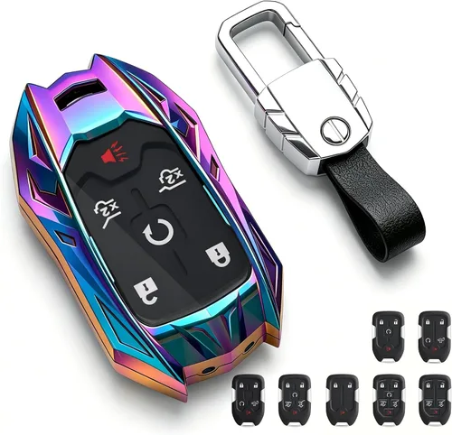 Vista 8 de Protector de llavero, llavero, accesorios para GMC, Yukon, Sierra, Chevy Silverado 1500 2500/3500HD (3/4/5/6 botones)