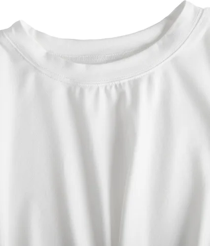 Vista 5 de MakeMeChic - Camiseta ombliguera para mujeres, de manga corta con nudo frontal, para verano, unicolor