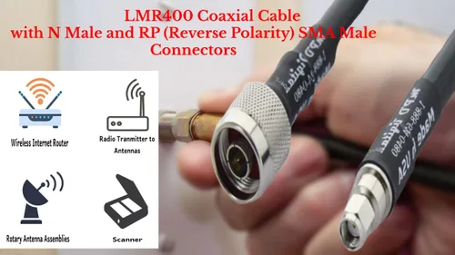 Vista 6 de MPD Digital I LMR400 Cable coaxial IN macho a conectores RP-SMA macho I Puente coaxial I de baja pérdida RF, CB, radioaficionado, transmisores