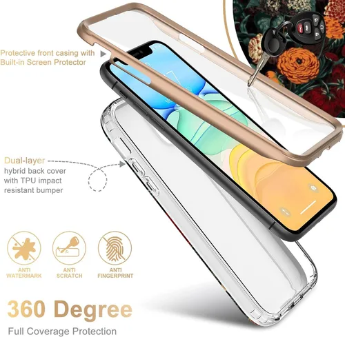 Vista 2 de ESDOT - Funda para iPhone 12 Pro Max con protector de pantalla integrado, funda de grado militar con diseño de moda para mujeres y niñas, funda