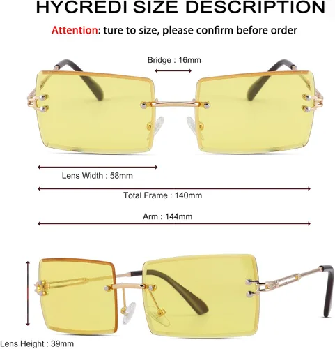 Vista 45 de Gafas de sol rectangulares para hombres/mujeres, gafas de sol pequeñas sin montura cuadrada