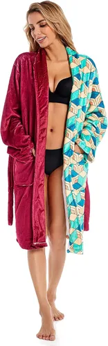 Vista 6 de Demon Slayer Kimono Albornoz Albornoz Franela Invierno Cuello Salón Chal Pijamas Ropa de Dormir para Hombres Mujeres
