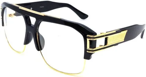 Vista 2 de Gazelle B-Boy - Gafas de sol estilo aviador retro cuadradas de metal y plástico Marco negro y dorado.