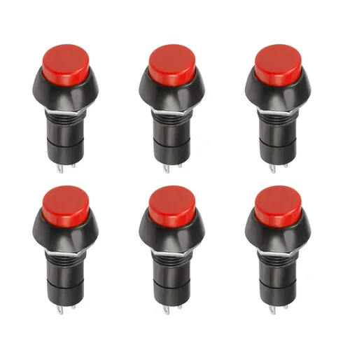 Vista 7 de Interruptor de botón SPST 1 sin botón redondo momentáneo, [para proyecto de bricolaje ligero] - 0.472 in / azul / 5 piezas