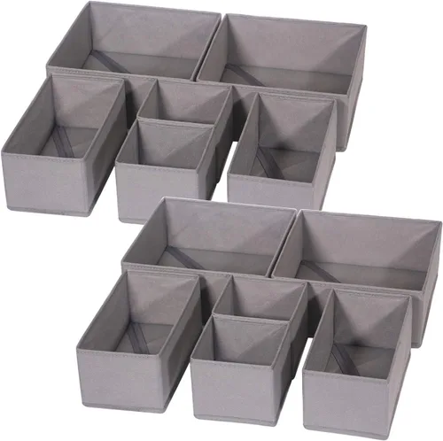 Vista 10 de DIOMMELL Paquete de 12 cajas de almacenamiento de tela plegables para armario, aparador, cajón, cestas de tela, contenedores divisores para ropa