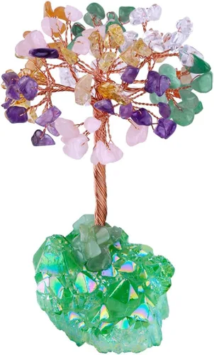 Vista 20 de Mookaitedecor - Árbol de cristal con base de cuarzo, bonsái para la riqueza y buena suerte Árbol bonsái, árbol de dinero para la suerte