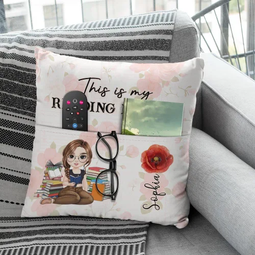 Vista 3 de ENCYCOM Almohada de bolsillo personalizada para lectura de libros, almohadas de lectura personalizadas con nombre, regalo único para niñas, mujeres
