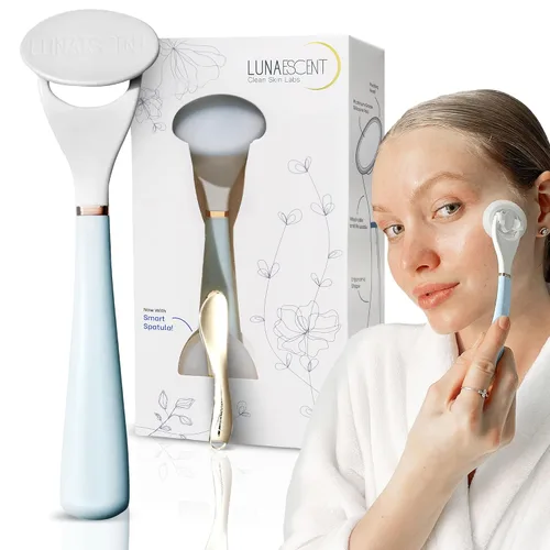 Vista 10 de Aplicador de suero para cara, aplicador solo azul cielo, herramienta reutilizable para el cuidado de la piel para sueros, aceites, protector solar