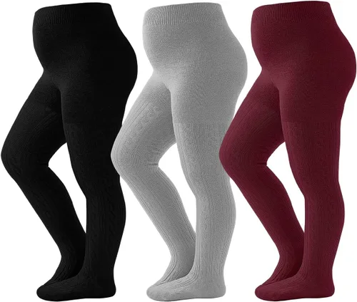 Vista 2 de vanberfia Medias de algodón de punto trenzado para bebés y niñas pequeñas