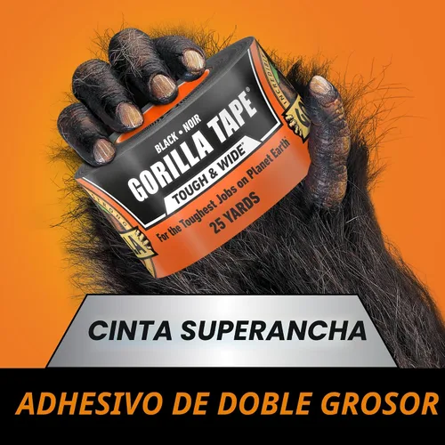 Vista 5 de Gorilla Cinta resistente y ancha, cinta negra, 2.88 pulgadas x 25 yardas (paquete de 1), resistente y resistente a la intemperie para interiores