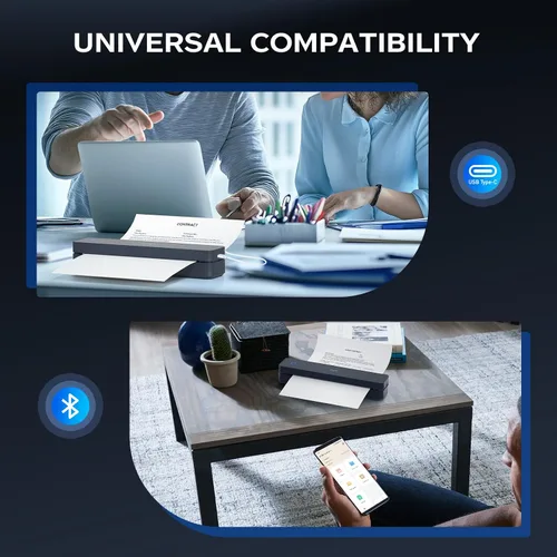 Vista 6 de PRT Impresora portátil térmica portátil, impresora Bluetooth sin tinta para Negro espacial