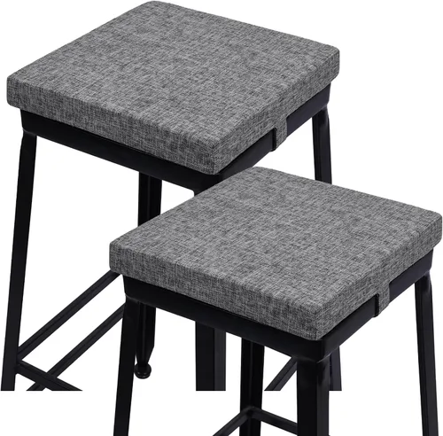 Vista 22 de baibu Juego de 2 cojines cuadrados de espuma viscoelástica de 12 pulgadas, diseño de doble capa con lazos, cojín cuadrado para silla para taburetes