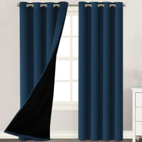 Vista 24 de H.VERSAILTEX Paneles de cortina 100% opacas de 45 pulgadas de largo, con aislamiento térmico, cortinas opacas con forro para dormitorio, dos capas