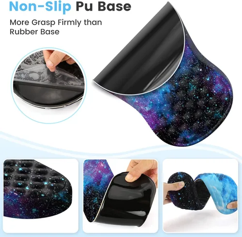Vista 5 de HAOCOO Alfombrilla de Mouse Ergonómica con Reposamuñecas, Juego de 3 Alfombrillas de Mouse para Computadora, Set de Alfombrillas de Mouse de Espuma