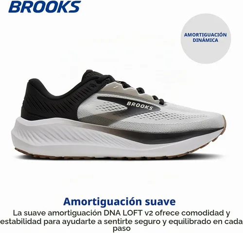 Vista 2 de Brooks Anthem 8 - Tenis de correr para hombre Blanco/Negro/Bronceado