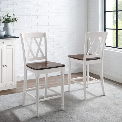 Vista 7 de Crosley Furniture Shelby Wood X - Juego de 2 taburetes de bar con altura trasera