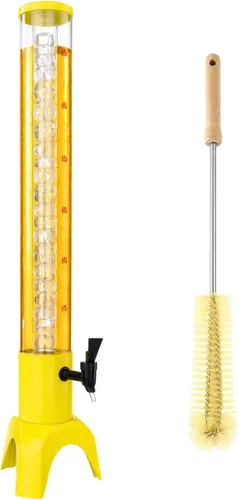 Vista 7 de Torre de bebidas, dispensador de torre de mimosa de 3 litros con tubo de hielo y luz LED, dispensador de cerveza de mesa de 3.17 cuartos de galón