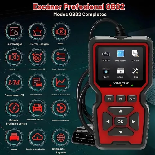 Vista 5 de BESULEN Escáner OBD2 para automóvil, lector de código automático V519, herramienta de escaneo de diagnóstico de coche, analizador de luz de motor