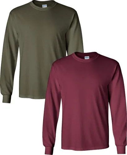 Vista 31 de Gildan Camiseta de manga larga de algodón ultra para adulto, estilo G2400, paquete múltiple Militar + ceniza.