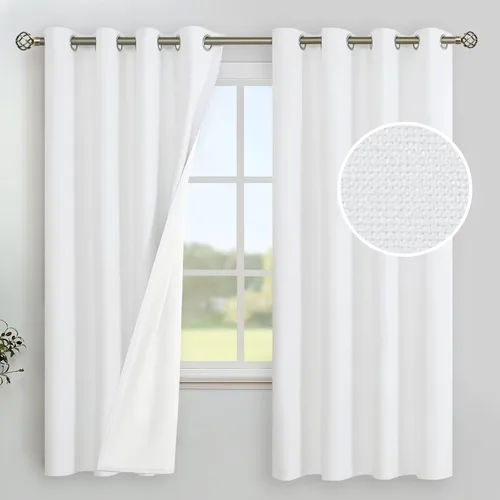 Vista 173 de YoungsTex - Cortinas 100% opacas para dormitorio, con aislamiento térmico y ojales, cortinas oscuras negras con capa pesada para ventana de sala