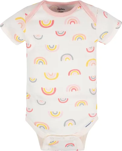 Vista 3 de Gerber Onesies Paquete de 8 mamelucos de manga corta para niñas bebés