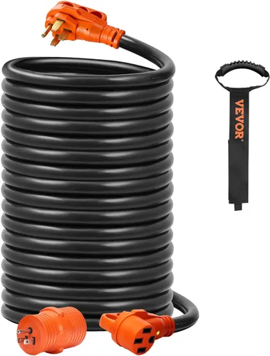 Vista 14 de VEVOR Cable de extensión de 50 amperios para RV, de 15 pies, cable de alimentación para RV resistente STW de calibre 6/3+8/1, enchufe macho NEMA